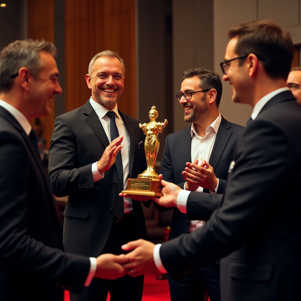 Equipo de ConsultEspaña recibiendo premio a la excelencia