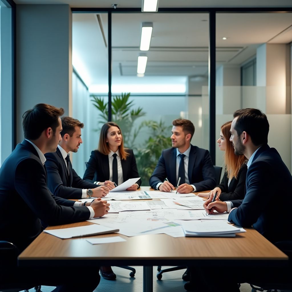 Reunión de estrategia del equipo de consultoría